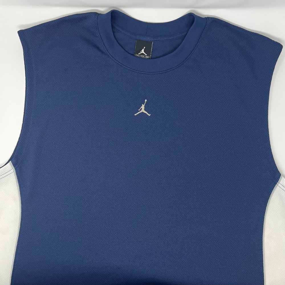 Vintage Jordan Mens XXL Sleeveless Basketball Tank Top Shirt Navy Blue White